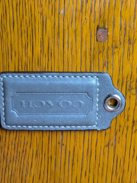 Coach Handbags - Coach Silver Leather Key Tag with Metal Eyelet